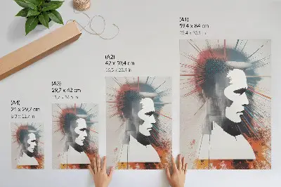 Art print face profile with dynamic modern lines