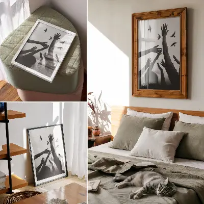 Premium wall art minimalist hands up style
