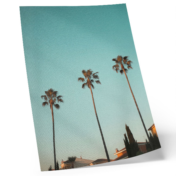 Art print Palm trees against the blue background create an exotic atmosphere.