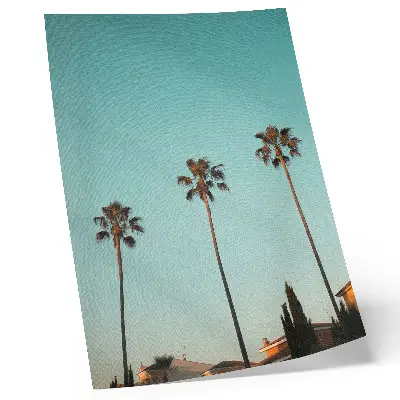 Art print palm trees against a blue background