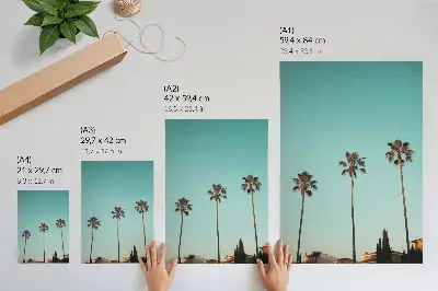 Art print palm trees against a blue background
