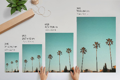 Art print Palm trees against the blue background create an exotic atmosphere.