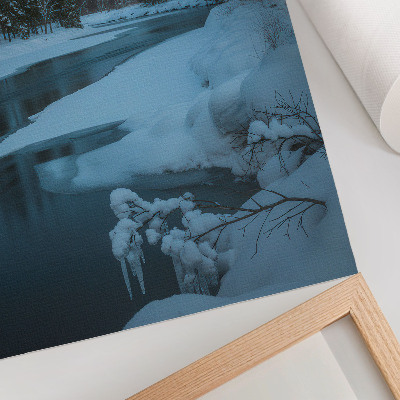 Premium wall art Winter landscape river trees stars