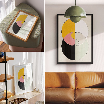Premium wall art Geometric circles contrasting colors minimalist style