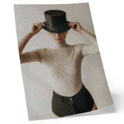 Decorative poster retro elegance top hat in a minimalist style