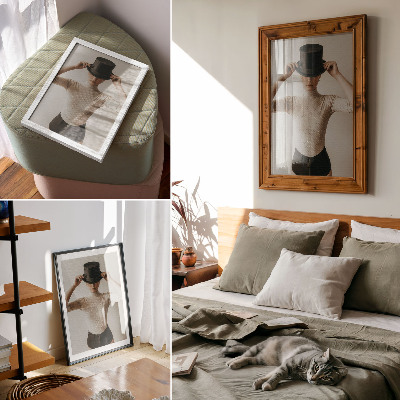 Decorative poster Retro elegance top hat subtlety minimalism