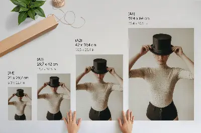 Decorative poster retro elegance top hat in a minimalist style