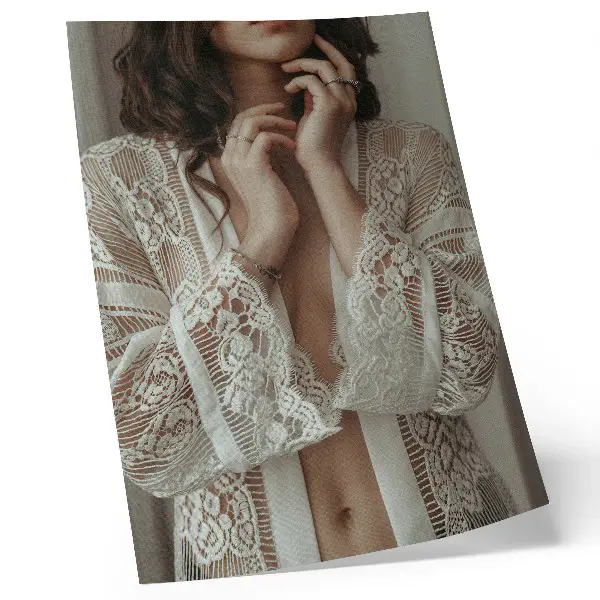 Poster featuring a delicate and elegant lace design with a classic feminine aesthetic