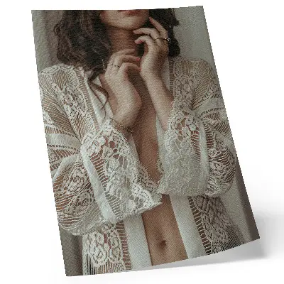 Poster featuring a delicate and elegant lace design with a classic feminine aesthetic