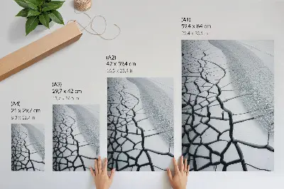 Art print icy crack lines with harmonic winter beauty
