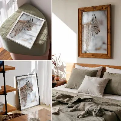 Decorative poster featuring a scenic view of Rysy mountain in winter with natural color harmony
