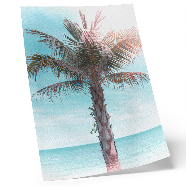 Art print Palm tree over the azure sea, velvet sky, tropical