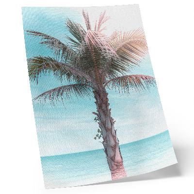 Art print Palm tree over the azure sea, velvet sky, tropical
