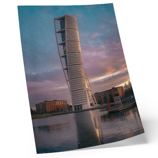 Premium wall art A modern tower against the backdrop of the sunset