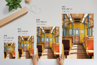 Decorative poster Yellow carriage interior with orange seats