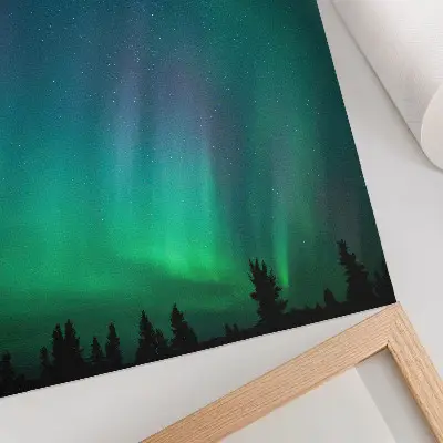Premium wall art aurora borealis turquoise sky with twinkling stars