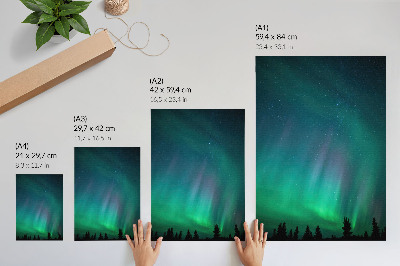 Premium wall art Aurora Borealis turquoise sky twinkling stars