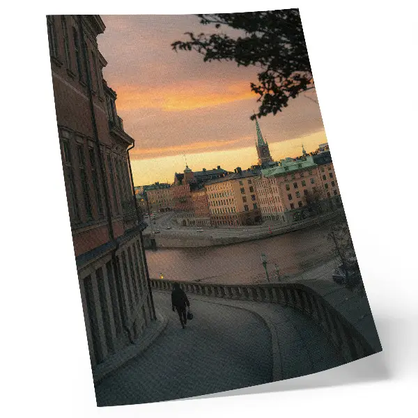 Art print historic buildings with a peaceful evening atmosphere