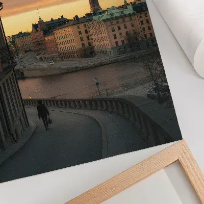 Art print historic buildings with a peaceful evening atmosphere