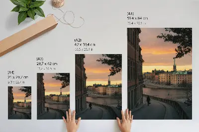 Art print historic buildings with a peaceful evening atmosphere
