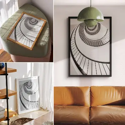 Premium wall art spiral staircase with mesmerizing geometric elegance