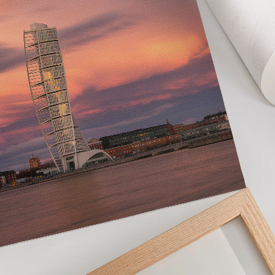 Art print Modern tower pastel sky sunset