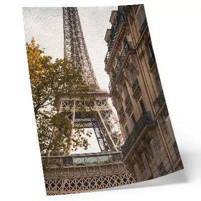 Eiffel Tower architecture wall art with trees in warm colors