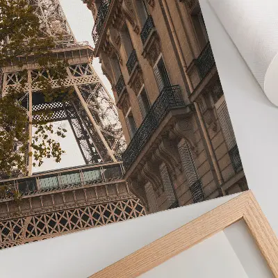 Eiffel Tower architecture wall art with trees in warm colors