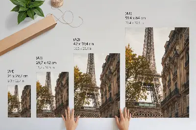Eiffel Tower architecture wall art with trees in warm colors