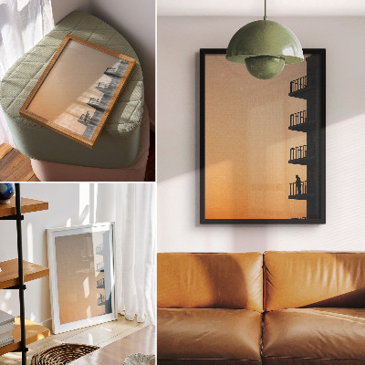 Premium wall art Sunset, silhouette of a building, peace