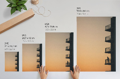 Premium wall art Sunset, silhouette of a building, peace