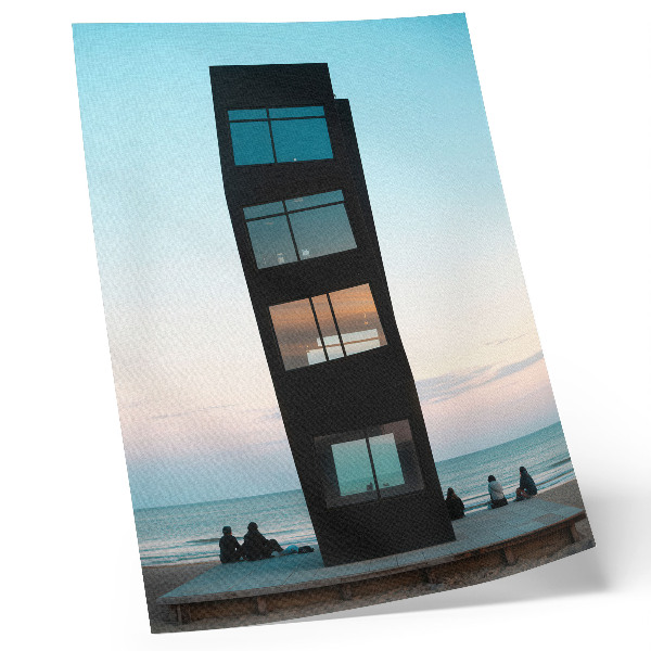 Decorative poster A modern black tower over a blue sea