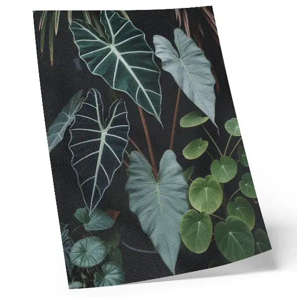 Premium wall art green leaves with a modern dark background contrast