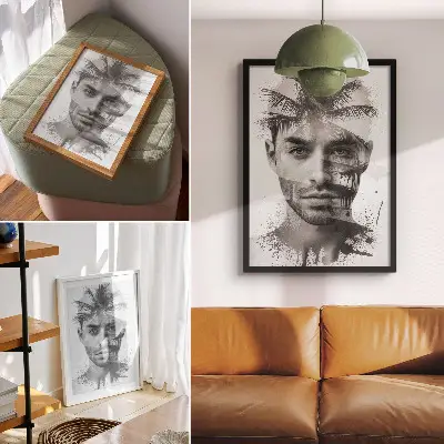 Premium wall art impressive minimalist man's face