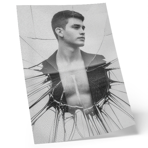 Decorative poster Black and white portrait with a glass effect