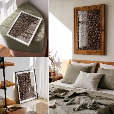 Coffee beans poster brown texture print