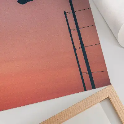 Art print minimalist sunset lamp in a modern style