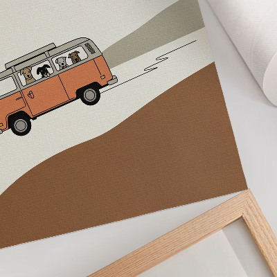 Art print Orange camper minimalist vacation