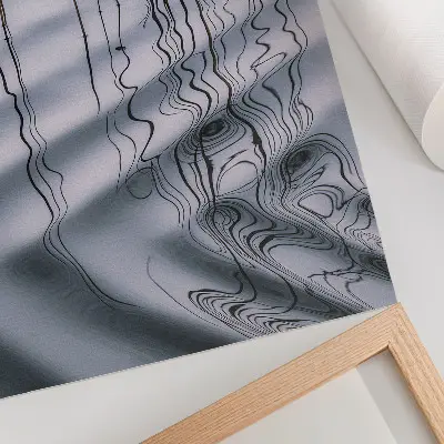 Poster minimalist motif featuring waves and lines on the water