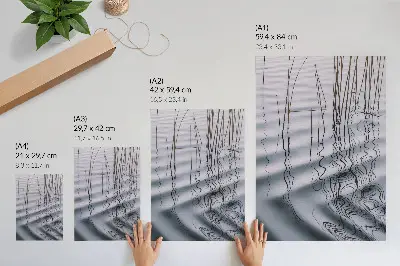 Poster minimalist motif featuring waves and lines on the water