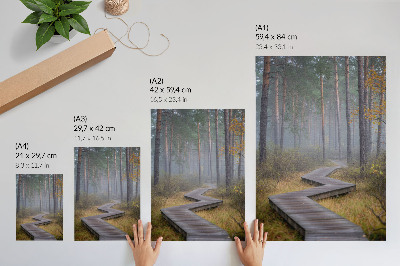Premium wall art A wooden path among trees in the fog