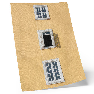 Art print Yellow facade, three windows, symmetry, simplicity