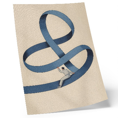 Poster Blue tape beige background dynamic figure
