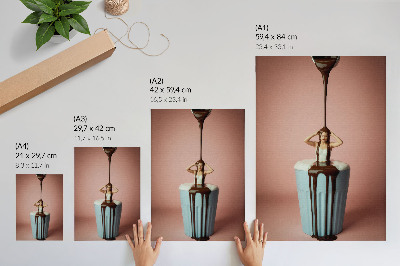 Premium wall art Person in a cup of chocolate on a pink background