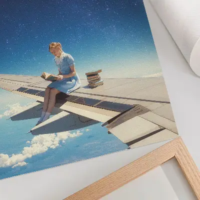 Girl on the airplane wing decorative poster universe books edition