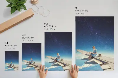 Girl on the airplane wing decorative poster universe books edition