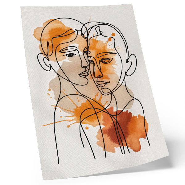 Poster Face outline orange spots modern style