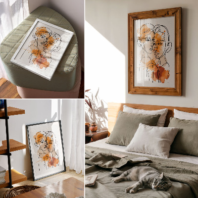 Poster Face outline orange spots modern style