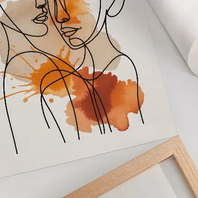 Poster face outline with orange spots in a modern style
