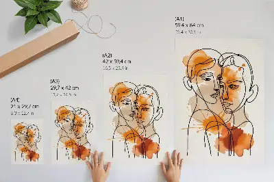 Poster face outline with orange spots in a modern style